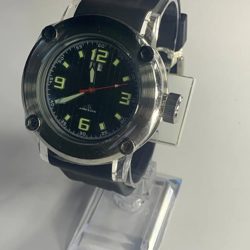 Adee Kaye Men's Black Stainless Steel Watch AK5020-M